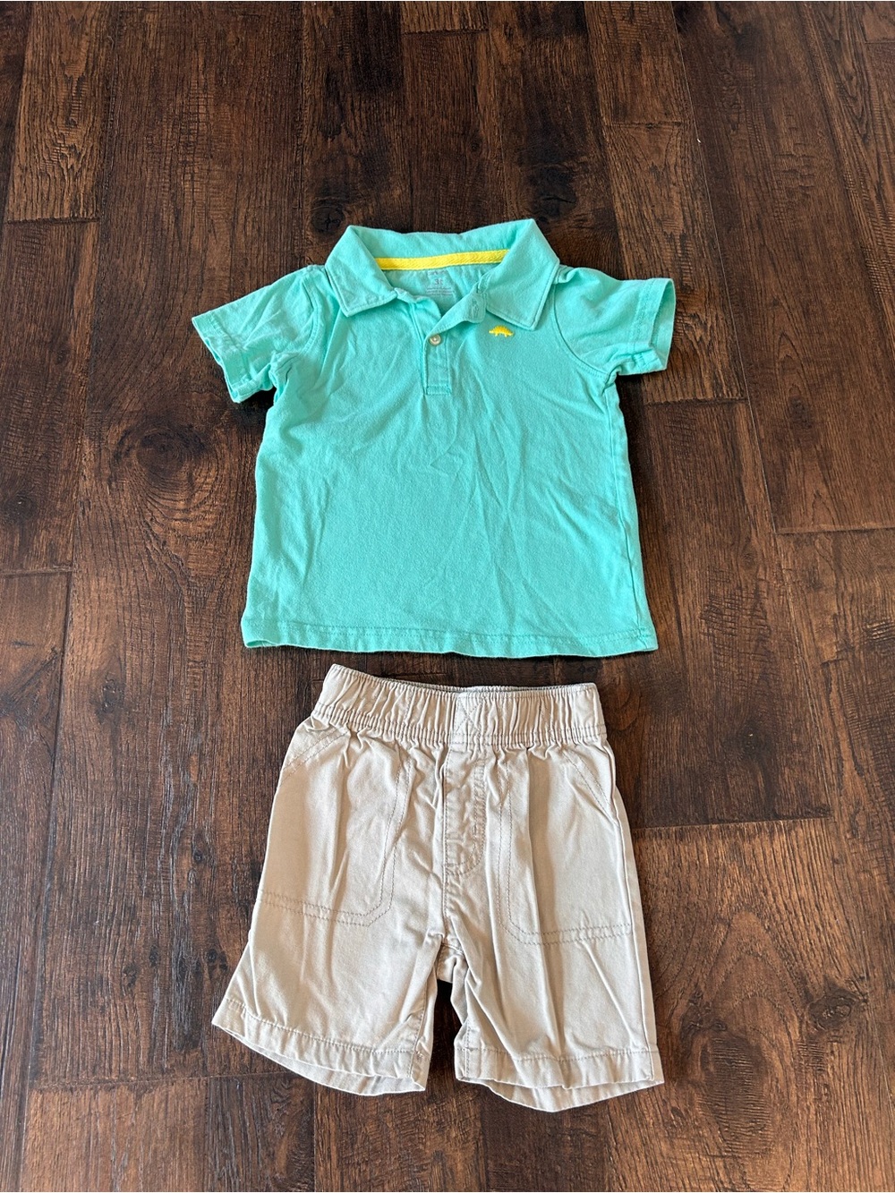 Carter's Aqua Polo Shirt with Yellow Logo